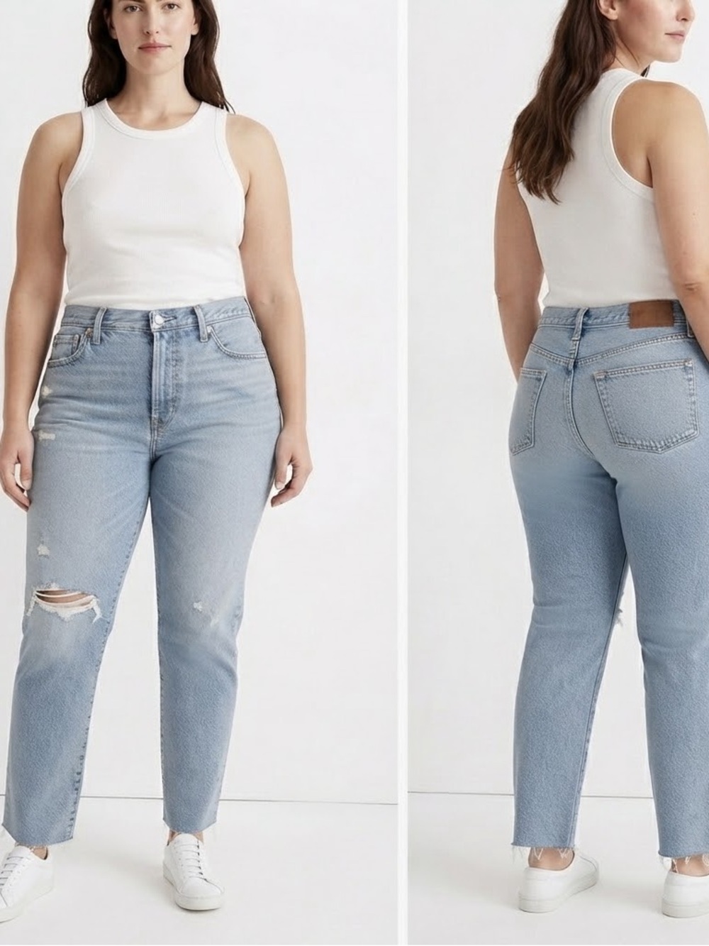 Madewell 90s Straight Leg Jeans Light
Wash Distressed Raw Hem Size 32